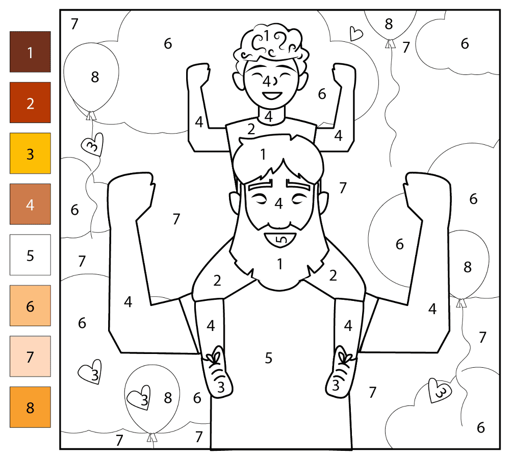 Dad Color By Number Coloring Page Md Coloring Page — Free Printable — free printable coloring page